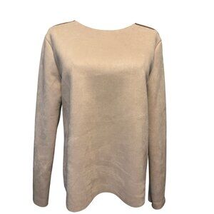 2/$30 Zara Basic Medium Beige Faux Suede Long Sleeve Top